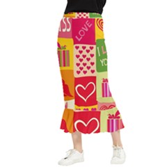 I Love You Doodle Maxi Fishtail Chiffon Skirt by Cemarart