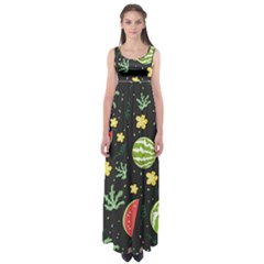 Watermelon Doodle Pattern Empire Waist Maxi Dress