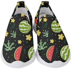 Watermelon Doodle Pattern Kids  Slip On Sneakers by Cemarart
