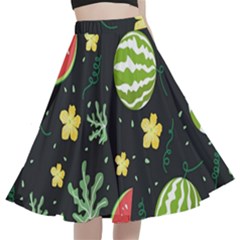 Watermelon Doodle Pattern A-line Full Circle Midi Skirt With Pocket by Cemarart