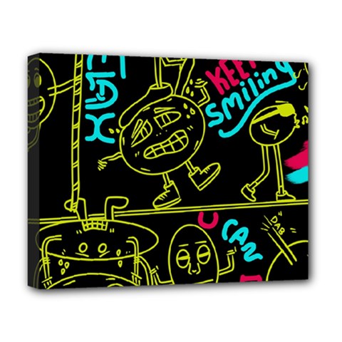 Keep Smiing Doodle Deluxe Canvas 20  X 16  (stretched) by Cemarart