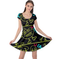 Keep Smiing Doodle Cap Sleeve Dress