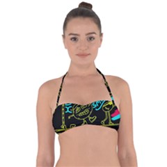 Keep Smiing Doodle Tie Back Bikini Top by Cemarart