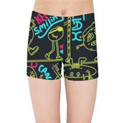 Keep Smiing Doodle Kids  Sports Shorts by Cemarart