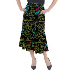 Keep Smiing Doodle Midi Mermaid Skirt by Cemarart