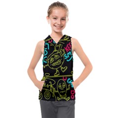 Keep Smiing Doodle Kids  Sleeveless Hoodie by Cemarart