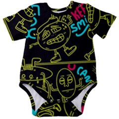 Keep Smiing Doodle Baby Short Sleeve Bodysuit by Cemarart