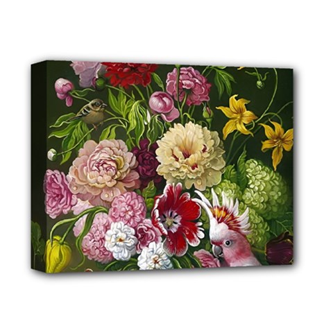 Parrot Painting Flower Art Deluxe Canvas 14  X 11  (stretched)