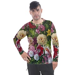 Parrot Painting Flower Art Men s Pique Long Sleeve T-shirt