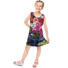 Flower And Parrot Art Flower Painting Kids  Tunic Dress