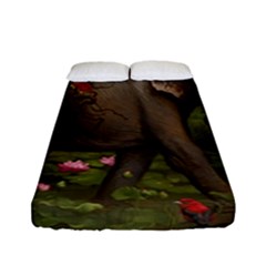 Jungle Of Happiness Painting Peacock Elephant Fitted Sheet (full/ Double Size)