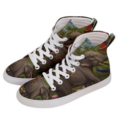 Jungle Of Happiness Painting Peacock Elephant Women s Hi-top Skate Sneakers