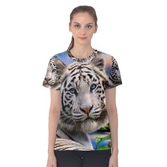 White Tiger Peacock Animal Fantasy Water Summer Women s Cotton T-shirt