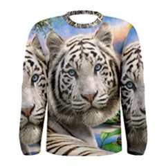 White Tiger Peacock Animal Fantasy Water Summer Men s Long Sleeve T-shirt