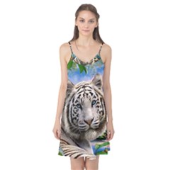 White Tiger Peacock Animal Fantasy Water Summer Camis Nightgown 