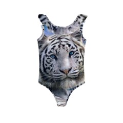 White Tiger Peacock Animal Fantasy Water Summer Kids  Frill Swimsuit