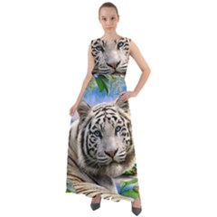 White Tiger Peacock Animal Fantasy Water Summer Chiffon Mesh Boho Maxi Dress