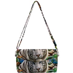 White Tiger Peacock Animal Fantasy Water Summer Removable Strap Clutch Bag by Cemarart