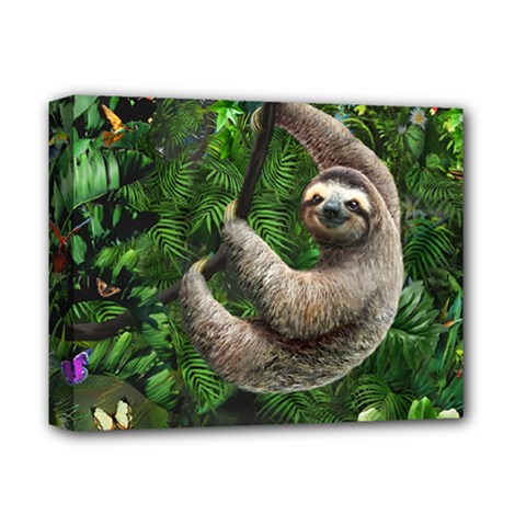 Sloth In Jungle Art Animal Fantasy Deluxe Canvas 14  X 11  (stretched)