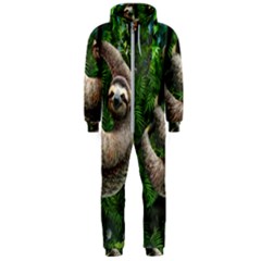 Sloth In Jungle Art Animal Fantasy Hooded Jumpsuit (men)