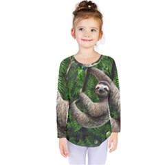 Sloth In Jungle Art Animal Fantasy Kids  Long Sleeve T-shirt