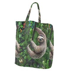 Sloth In Jungle Art Animal Fantasy Giant Grocery Tote by Cemarart