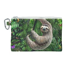 Sloth In Jungle Art Animal Fantasy Canvas Cosmetic Bag (large) by Cemarart
