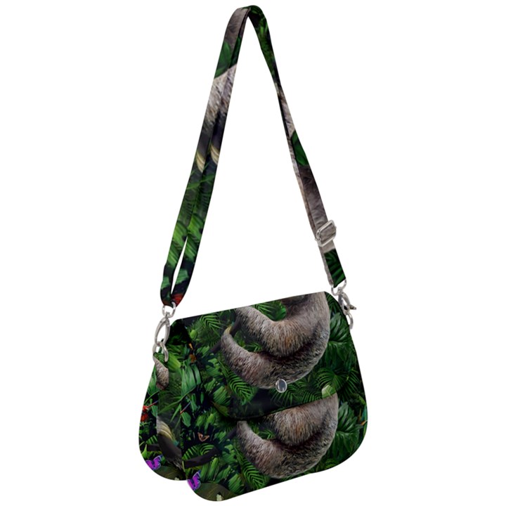 Sloth In Jungle Art Animal Fantasy Saddle Handbag