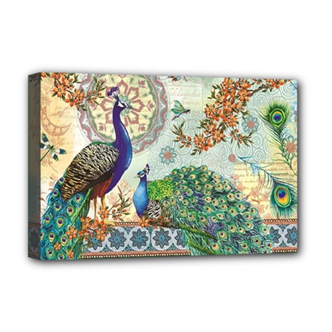 Royal Peacock Feather Art Fantasy Deluxe Canvas 18  X 12  (stretched)