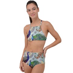 Royal Peacock Feather Art Fantasy Halter Tankini Set