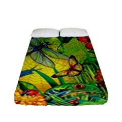 The Chameleon Colorful Mushroom Jungle Flower Insect Summer Dragonfly Fitted Sheet (full/ Double Size)