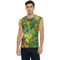 The Chameleon Colorful Mushroom Jungle Flower Insect Summer Dragonfly Men s Raglan Cap Sleeve T-shirt