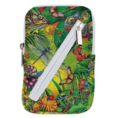 The Chameleon Colorful Mushroom Jungle Flower Insect Summer Dragonfly Belt Pouch Bag (small) by Cemarart