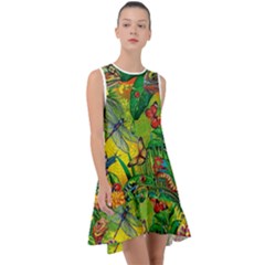 The Chameleon Colorful Mushroom Jungle Flower Insect Summer Dragonfly Frill Swing Dress