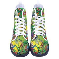 The Chameleon Colorful Mushroom Jungle Flower Insect Summer Dragonfly Kid s High-top Canvas Sneakers by Cemarart