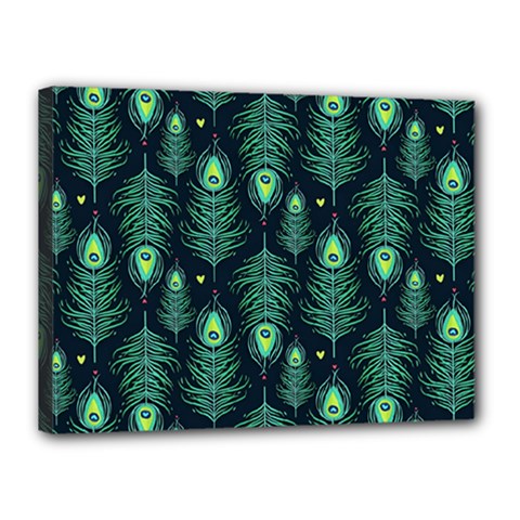 Peacock Pattern Canvas 16  X 12  (stretched) by Cemarart