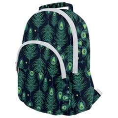 Peacock Pattern Rounded Multi Pocket Backpack