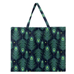 Peacock Pattern Zipper Large Tote Bag