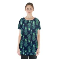 Peacock Pattern Skirt Hem Sports Top