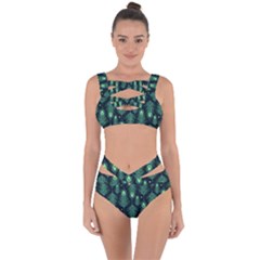 Peacock Pattern Bandaged Up Bikini Set 