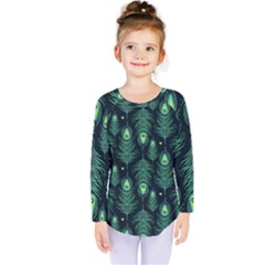 Peacock Pattern Kids  Long Sleeve T-Shirt