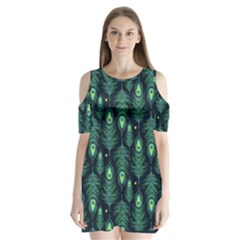 Peacock Pattern Shoulder Cutout Velvet One Piece