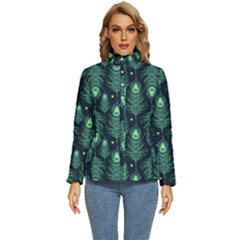 Peacock Pattern Women s Puffer Bubble Jacket Coat