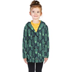 Peacock Pattern Kids  Double Breasted Button Coat