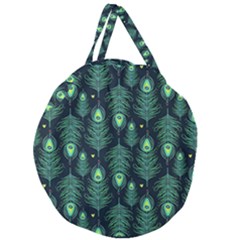 Peacock Pattern Giant Round Zipper Tote