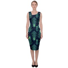 Peacock Pattern Sleeveless Pencil Dress