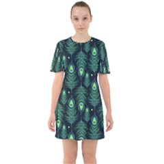 Peacock Pattern Sixties Short Sleeve Mini Dress