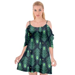 Peacock Pattern Cutout Spaghetti Strap Chiffon Dress