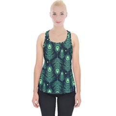 Peacock Pattern Piece Up Tank Top