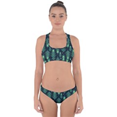 Peacock Pattern Cross Back Hipster Bikini Set